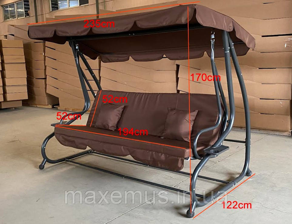 Садовые качели для дачи и дома четырехместные уличные качели с навесом Bonro Garden дачные качели для отдыха Мостиська - фото 1