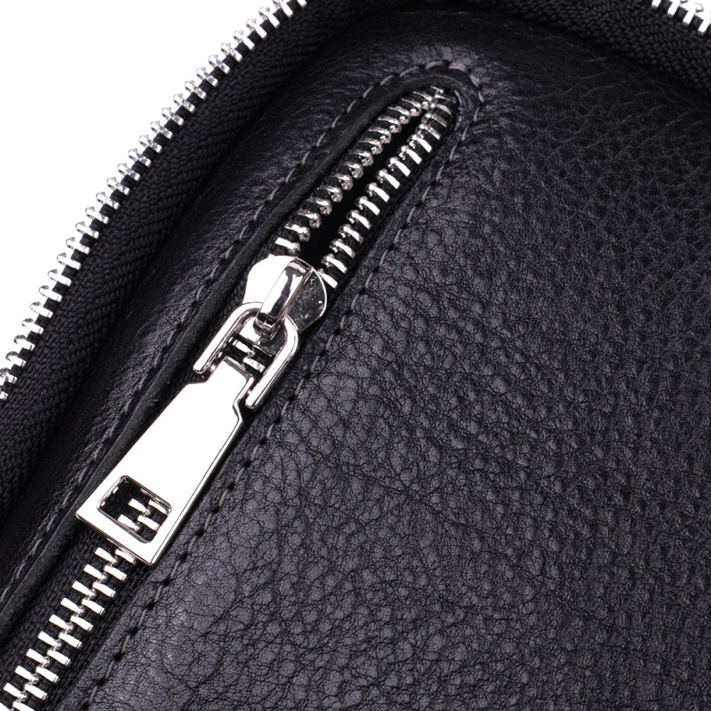 Мужская прямоугольная сумка бананка из зернистой натуральной кожи GRANDE PELLE 22879 Черный Киев - изображение 5