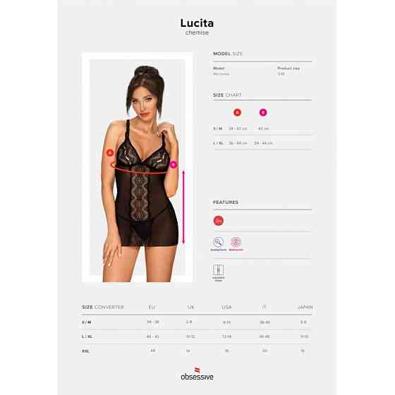 Пеньюар Obsessive Lucita та стрінги S/M Sex Aura Київ