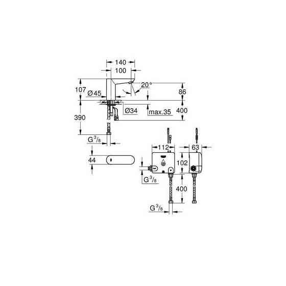 Змішувач безконтактний для умивальника, 6V Grohe Euroeco Cosmopolitan E   ( 36384000 ) 28653 Харків