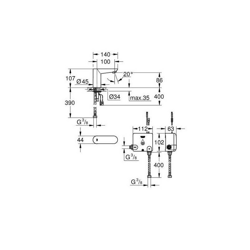 Змішувач безконтактний для умивальника, 6V Grohe Euroeco Cosmopolitan E   ( 36384000 ) 28653 Харьков - изображение 2