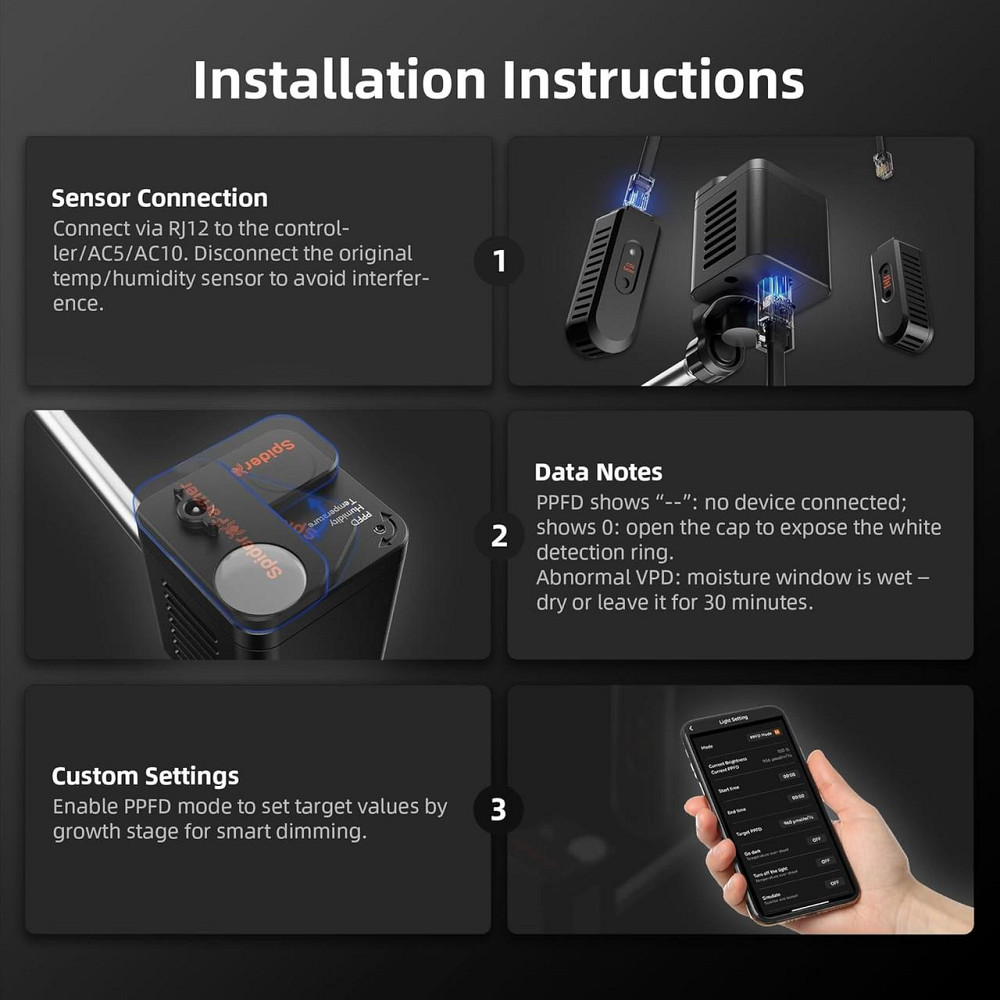 Датчик для индор выращивания растений Spider Farmer GGS Sensor Pro 4в1 для CO2 VPD PPFD температура, влажность Киев - изображение 4