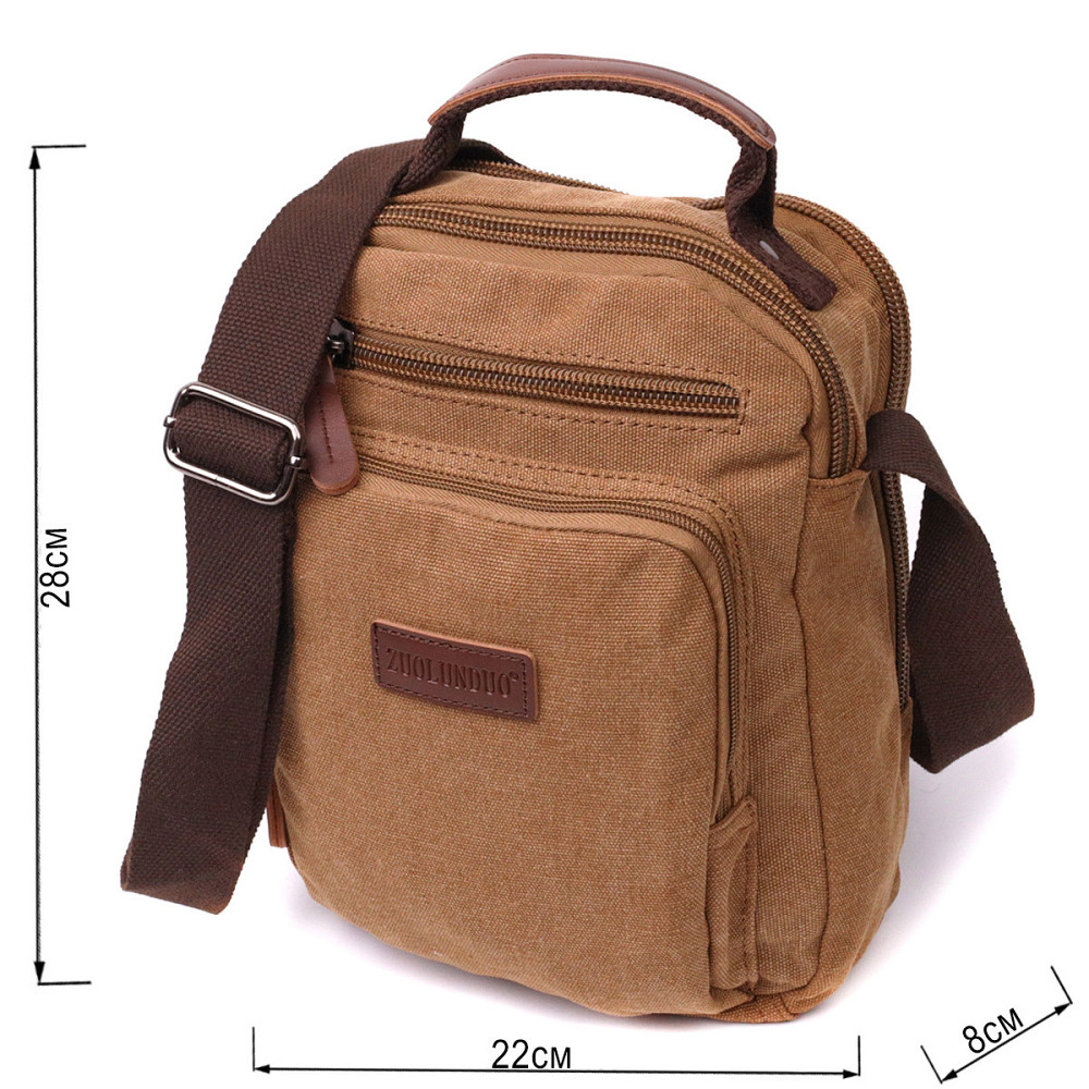 Отличная вертикальная сумка для мужчин из текстиля Коричневый (Vintage) Киев - изображение 7