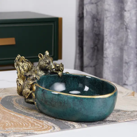 Ключница миска Белочки для мелочей и конфет (Зеленая) Киев