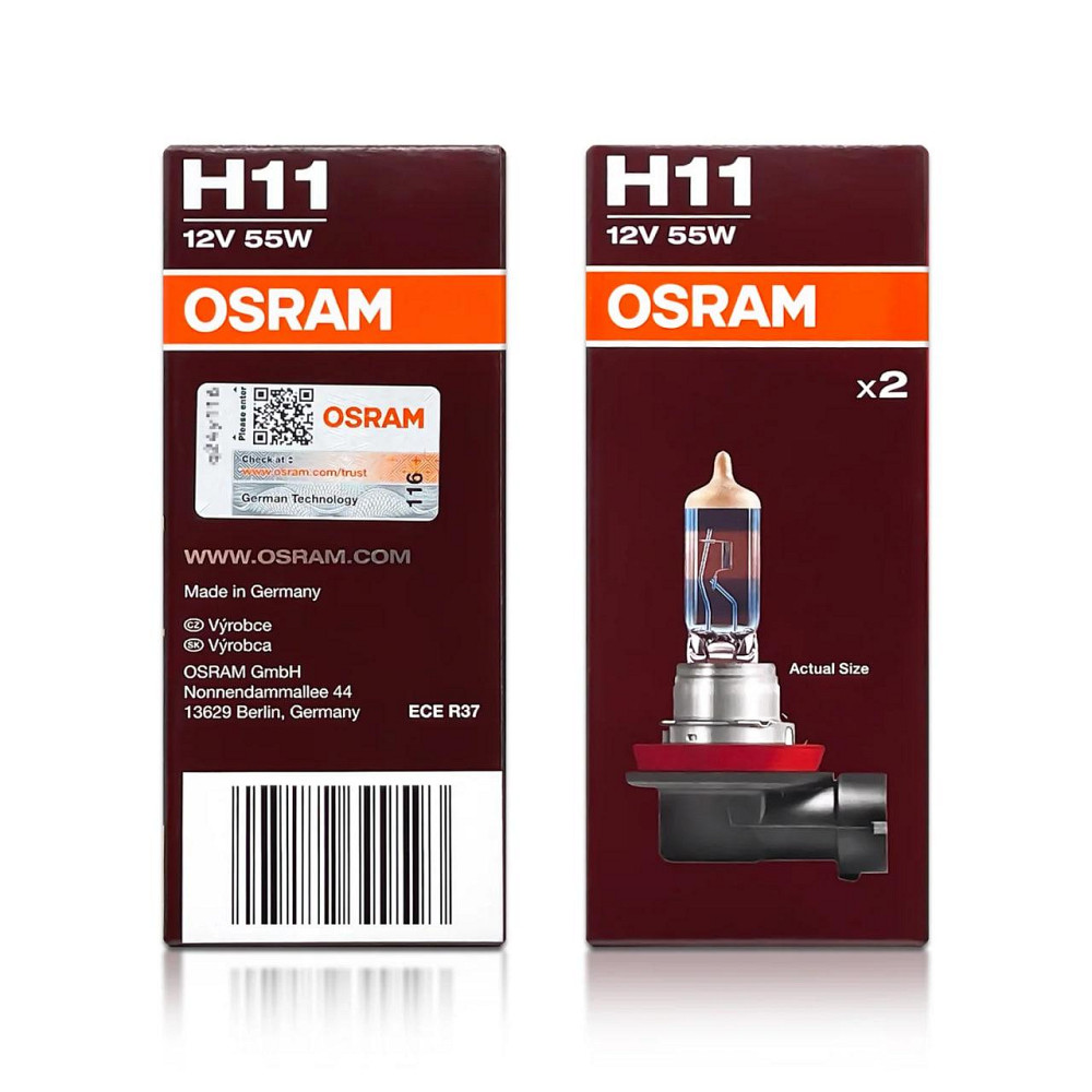 Комплект галогенових ламп OSRAM H11 64211NB220-2HB Night Breaker +220% 12V 55W PGJ19-2 (2 шт) Харків - фото 2