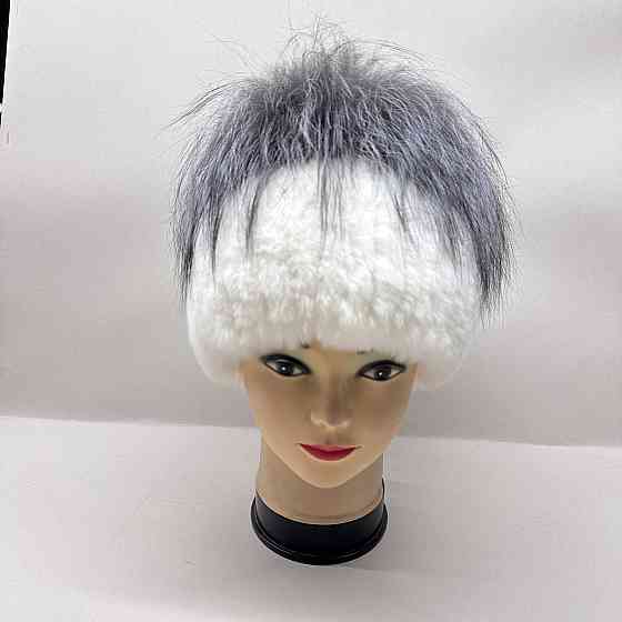 Шапка хутряна жіноча з Rex прикрашена чорнобуркою Тіфані Білий Харків