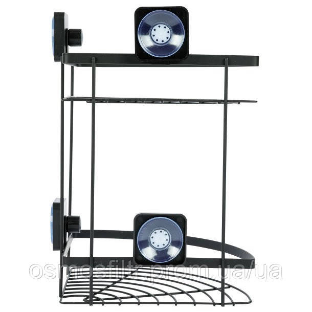 Полиця кутова Axentia 2 яруси 22х34х22 см на присосках чорна метал з порошковим покриттям (135969) Київ - фото 2