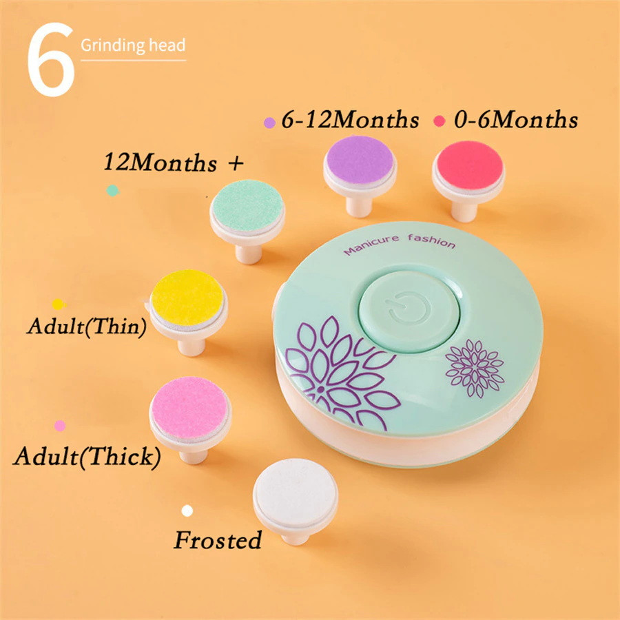 Дитячий тример Sindax для нігтів з 6 шліфувальними головками (Зелений) Николаев - изображение 6