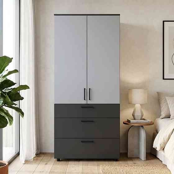 Шафа для одягу Doros Торн Антрацит/Сірий 2 ДСП/3Ш (штанга) 90х51.6х200 (DRS-011997) Львів