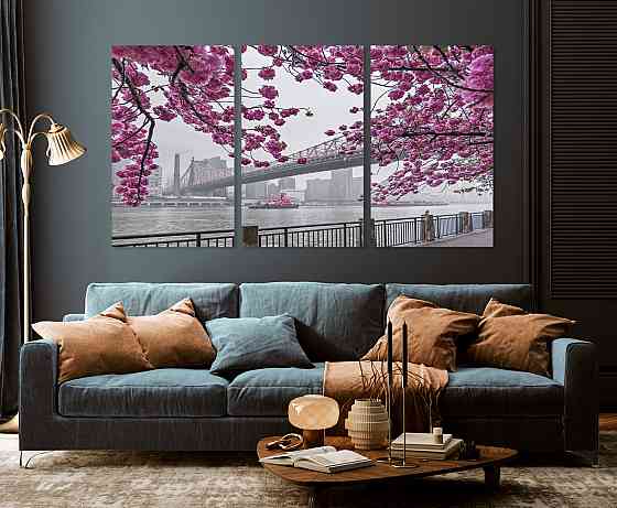 Модульная картина в гостиную / спальню  Сакура     ART-252_3A 70х130 см Киев