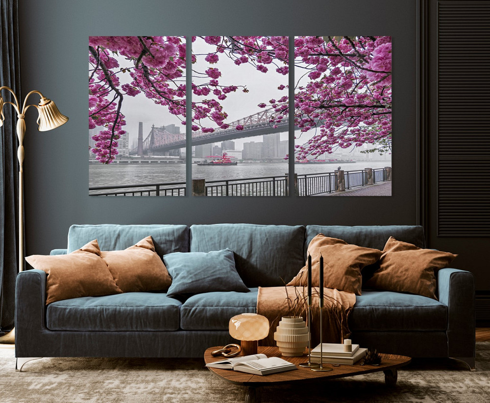 Модульная картина в гостиную / спальню  Сакура     ART-252_3A 70х130 см Киев - изображение 3