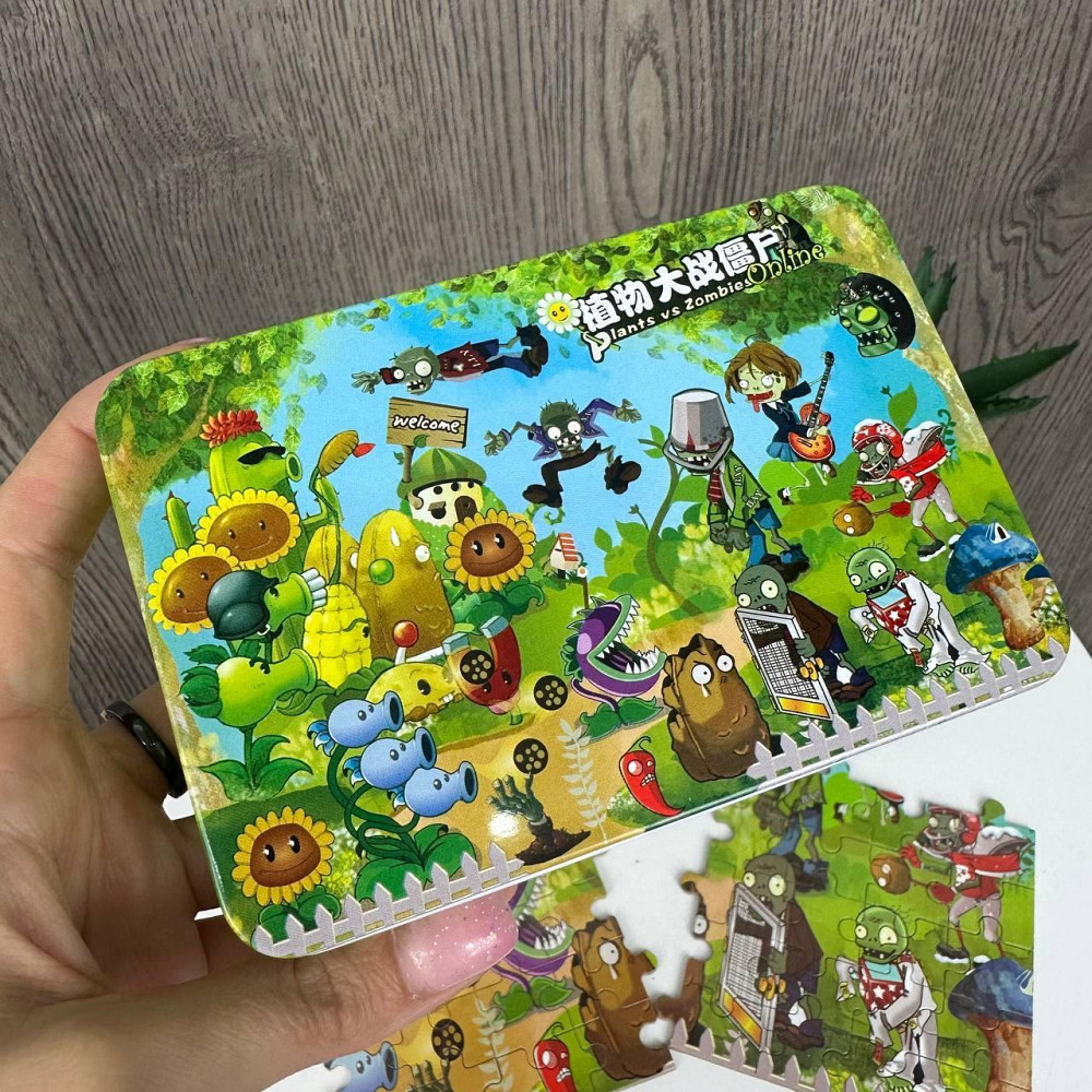 Дитячі пазли розвивальні Plants vs Zombies у металевій коробочці, пазли для дітей рослині проти Зомбі ( 23812 ) Харків - фото 2