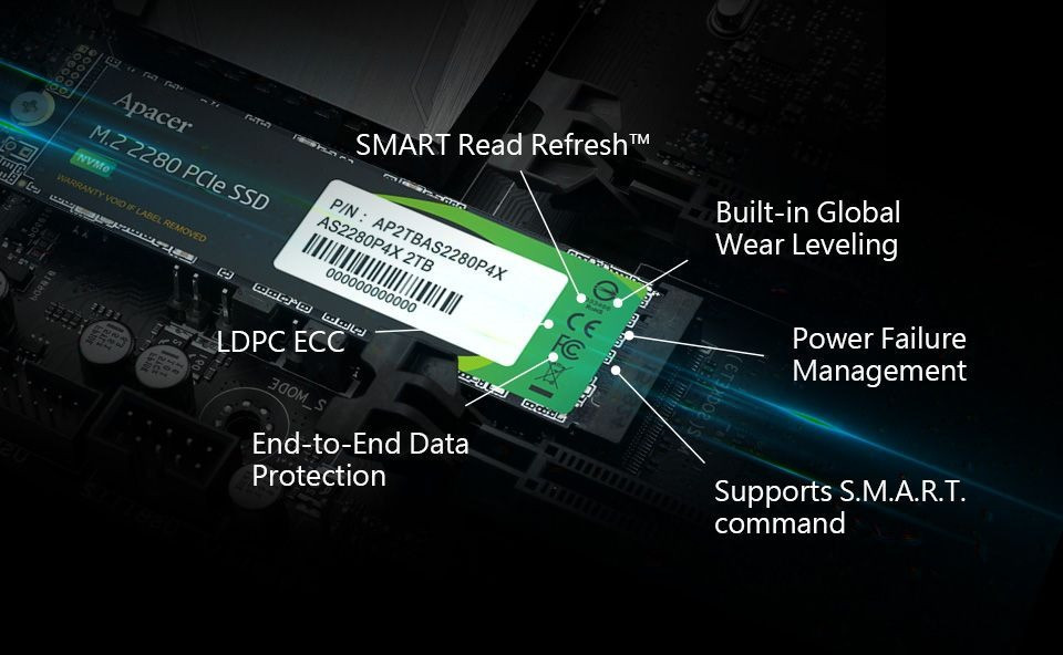 Накопичувач SSD 512 GB Apacer AS2280P4X M.2 PCIe 3.0 3D TLC (AP512GAS2280P4X-1) M.2 2280 Харків - фото 4