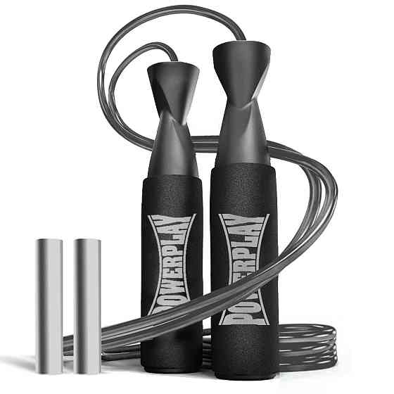 Скакалка швидкісна PowerPlay 4211 X ROPE з обтяжувачами (120г*2) Чорна (3м.) Каменское