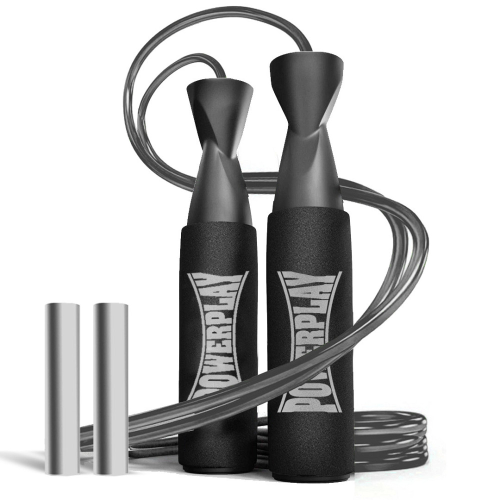 Скакалка швидкісна PowerPlay 4211 X ROPE з обтяжувачами (120г*2) Чорна (3м.) Кам'янське - фото 1