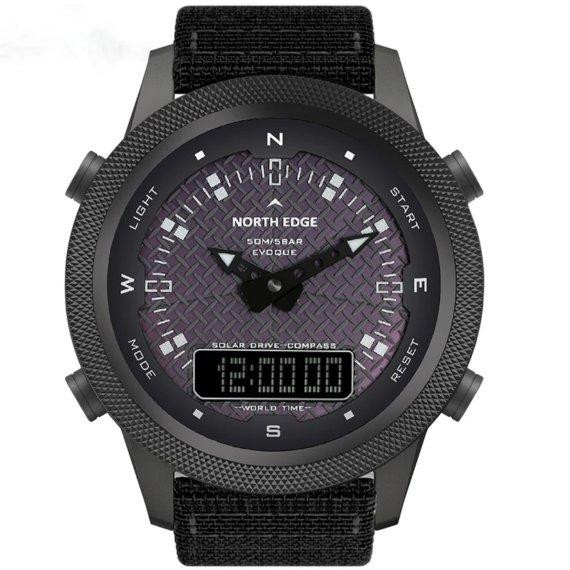 Чоловічий водостійкий тактичний наручний годинник North Edge Solar Compass (Чорний) Вінниця - фото 1