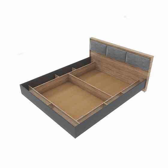 Ліжко двоспальне (щит ДСП під матрац) Еверест Сіті-1400 200,5х148,8х82,6 см Дуб сонома/Графіт (DTM-071111) Львів