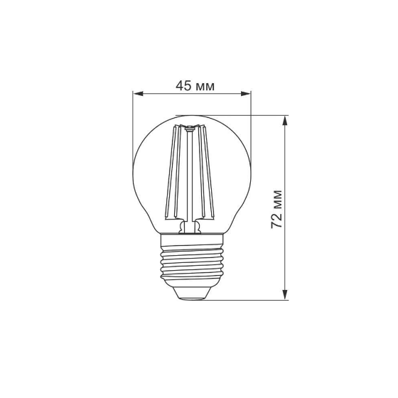 Лампа G45 4W E27 2200К 220V Filament A LED Titanum Житомир