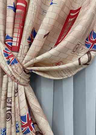 Комплект готових штор VR-Textil Фотоштори Лондон № 914ш Різнобарвний 150х270 см 2 шт (30-039) Київ