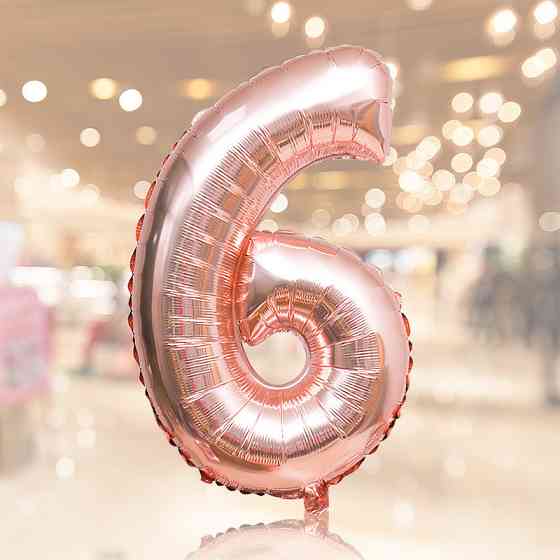 Кулька цифра 6 фольгована 32 дюйма рожеве золото Київ