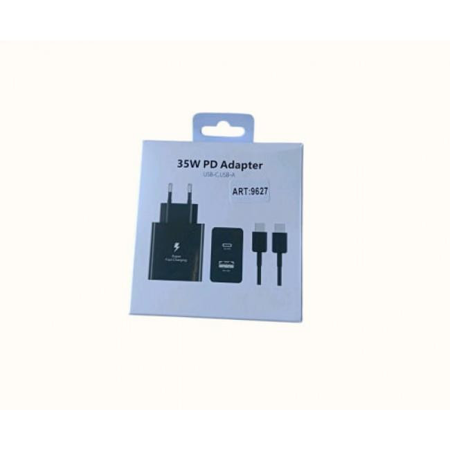 Адаптер питания 35W с USB и Type-C выходами + кабель, поддержка PD, быстрая зарядка для смартфонов Киев - изображение 2