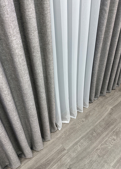 Шторна тканина льон фактурний легкий, колекція “ALORA-TON” колір світло-сірий 1875ш Київ - фото 6