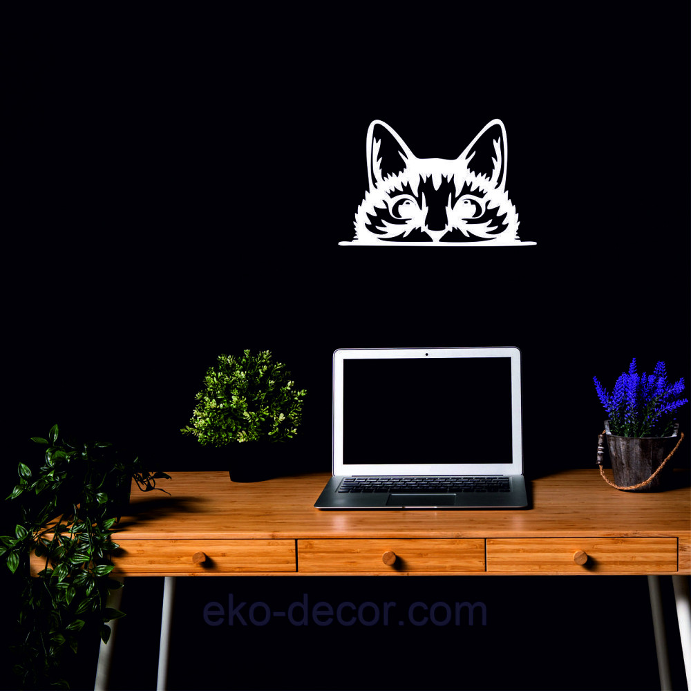 Декоративне настінне Панно «Кіт» Декор на стіну (1 шт/1 кіт) 50*32 см, Білий Київ - фото 5