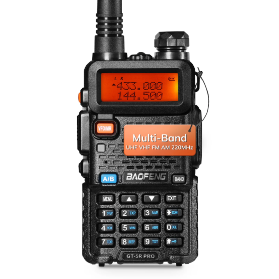Радіостанція GT-5R Pro 5 Вт: Багатодіапазонна рація (VHF/UHF/Airband), NOAA, 1600 каналів, сумісна з UV-5R Київ