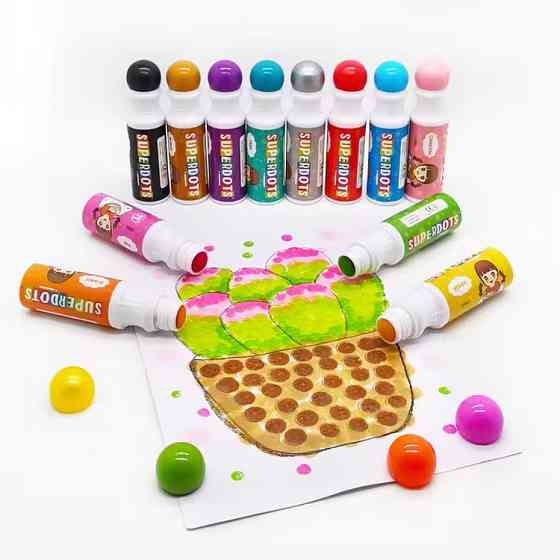 Набор пальчиковых маркеров DOT для творчества, точечные, пальчиковые краски для рисования и живописи на водной основе,12 цветов Каменец-Подольский