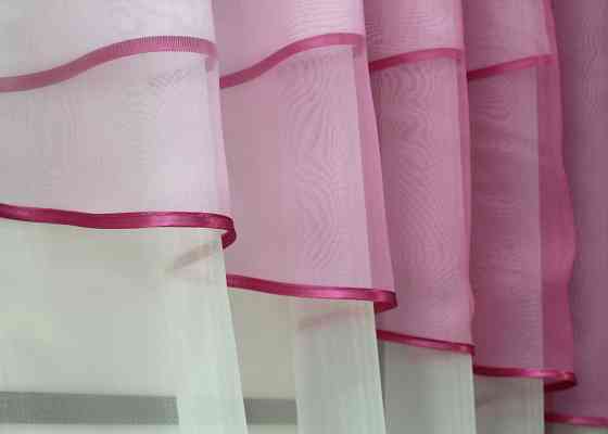 Шторы кухонные VR-Textil №091к с ламбрекеном 280х170 см Темно-розовый с молочным (52-1035) Киев