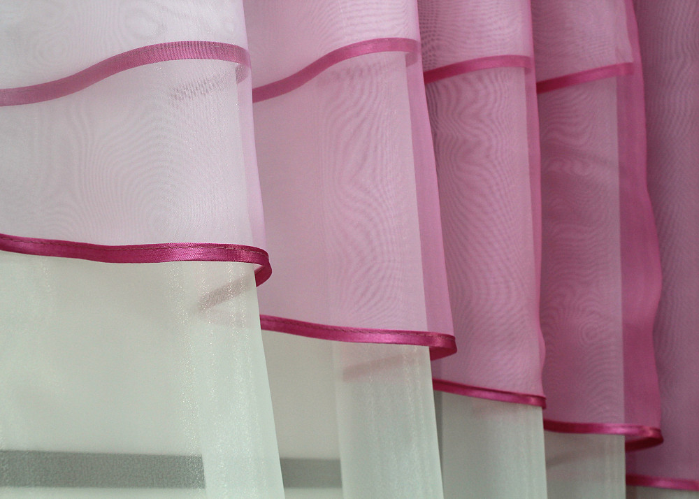 Штори кухонні VR-Textil №091к з ламбрекеном 280х170 см Темно-рожевий з молочним (52-1035) Київ - фото 5