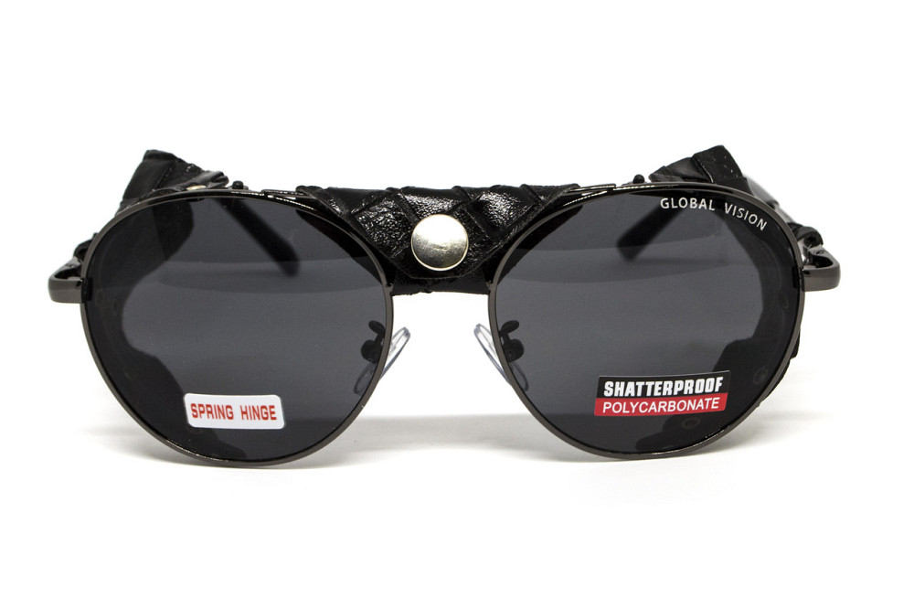 Окуляри захисні Global Vision Aviator-5 GunMetal (gray), сірі в темній оправі зі з'ємним ущільнювачем із синтетичної "шкіри" Київ - фото 2