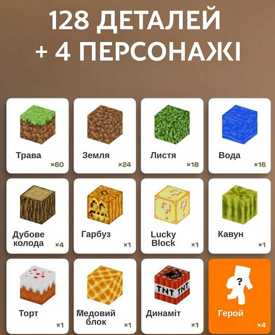Магнитный конструктор minecraft 128 кубика. Харьков - изображение 4