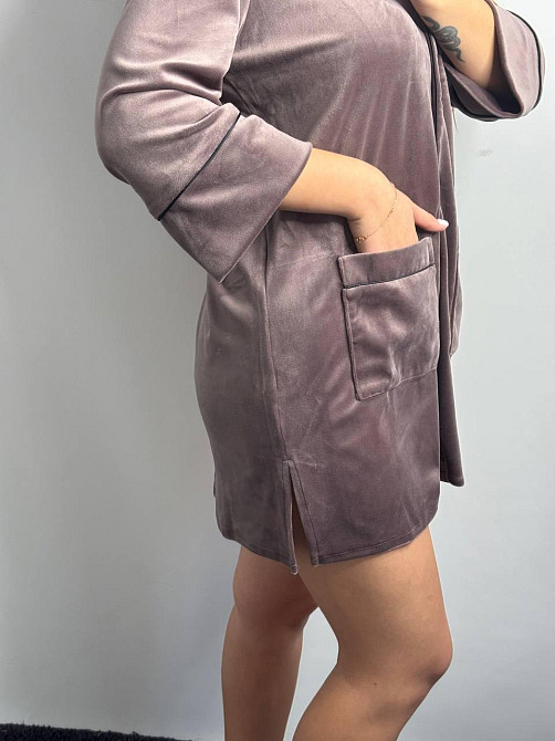 Жіноча сорочка-халат плюш-велюр Мокко ч/к XL-XXL Харків - фото 4