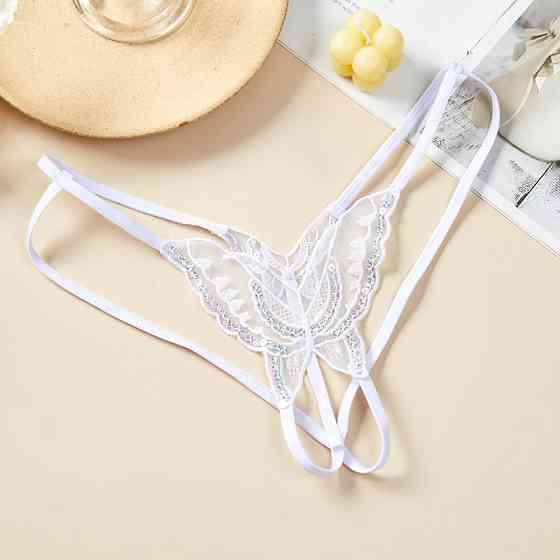 Труси з розрізом та паєтками one size білий Київ