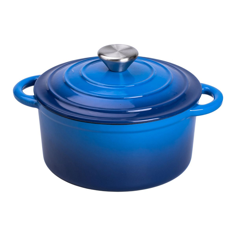 Набір чавунного посуду для приготування 3 каструлі та сковорода з емальованим покриттям Синій HP-1-8 Коломия - фото 9