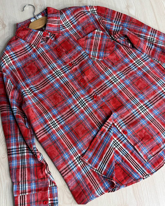 Сорочка жіноча YZY 7765 в клітинку оверсайз широка варена, червоний, one size Київ - фото 16