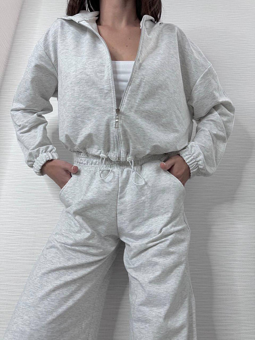 Женский прогулочный костюм тройка: кофта топ и штаны  двунить + микродайвинг Серый, 46/48 Одесса - изображение 9