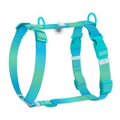 Шлей для собак WAUDOG Nylon Recycled анатомическая H-образная с QR-паспортом, пластиковый фастекс, XL голубая (47542) Винница