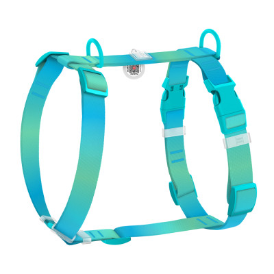 Шлей для собак WAUDOG Nylon Recycled анатомическая H-образная с QR-паспортом, пластиковый фастекс, XL голубая (47542) Винница - изображение 1