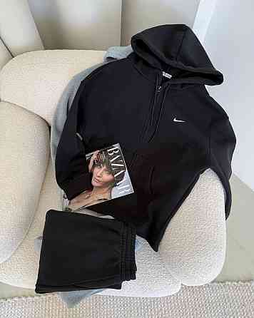 Жіночий повсякденний теплий костюм із тринитки на флісі Чорний, 48/50 Одеса