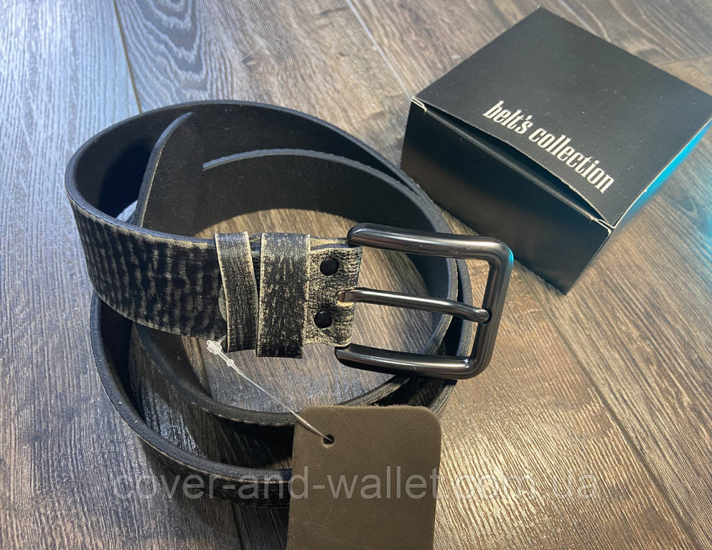 Модный мужской кожаный ремень из винтажной кожи коричневого цвета 35мм PS Leather Киев - изображение 2