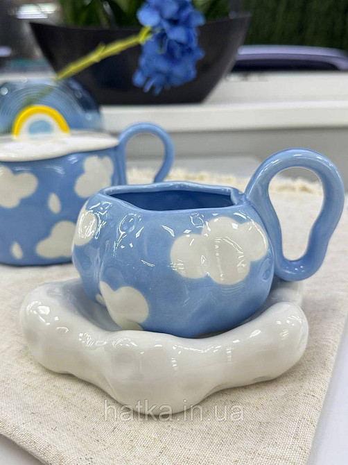 Чашка з блюдцем хмаринкою кераміка Olens "Біла хмаринка" 380 мл 8030-443 Київ - фото 4