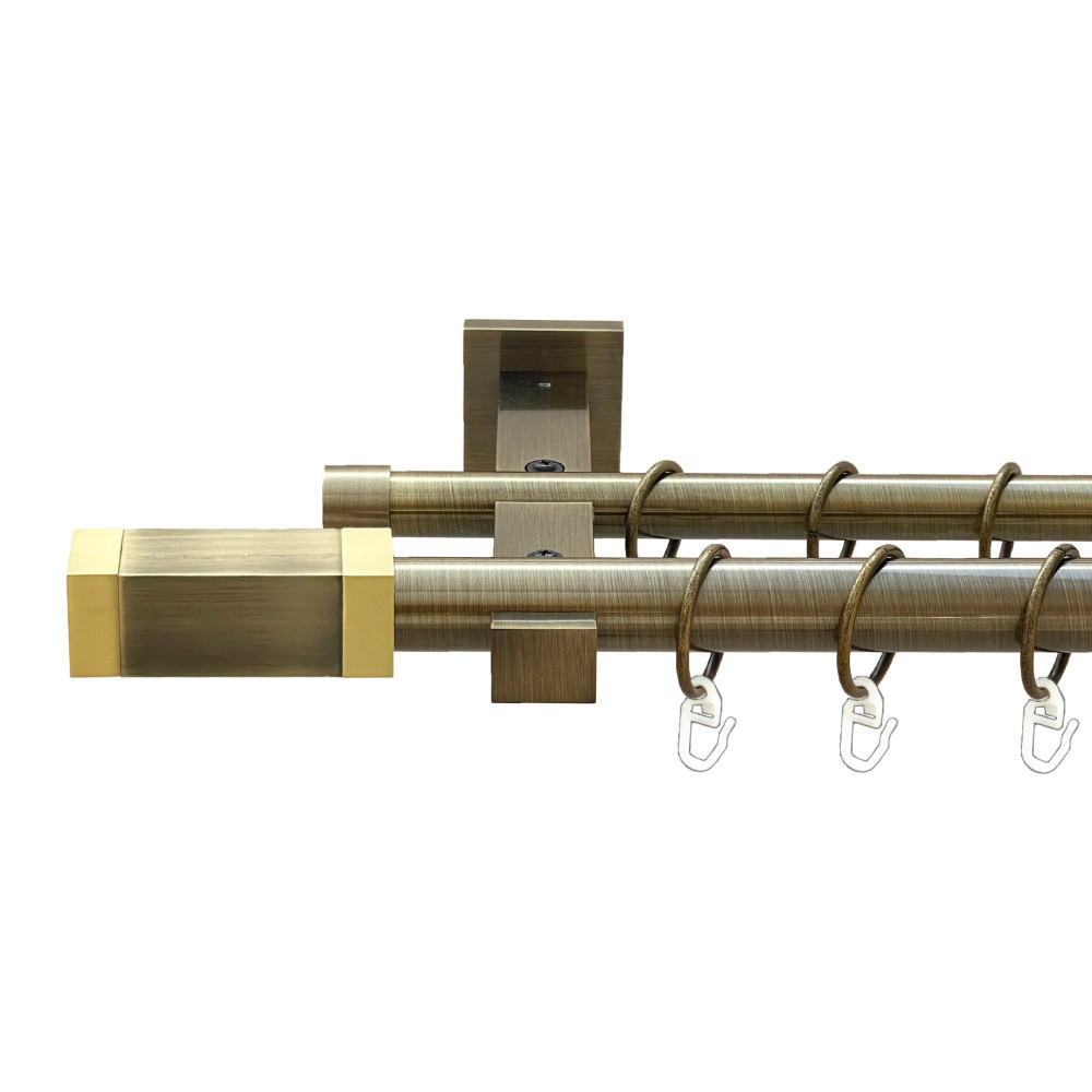 Карниз Orvit Квадро металевий дворядний техно гладка труба кільце металеве Антик 25\19 мм 240 см (00-00025998) Львов - изображение 1