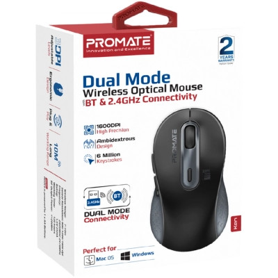 Мышка Promate Ken Wireless/Bluetooth Black (ken.black) Винница - изображение 2