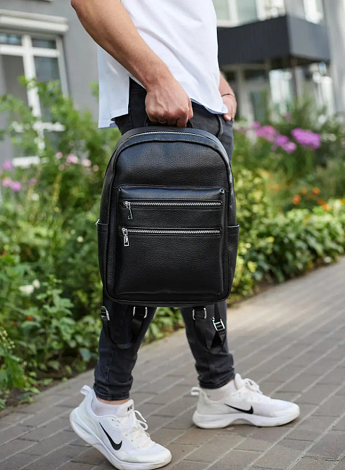 Міський чоловічий рюкзак з натуральної шкіри, практичний рюкзак-портфель для хлопця, чоловіка Tiding Київ - фото 7