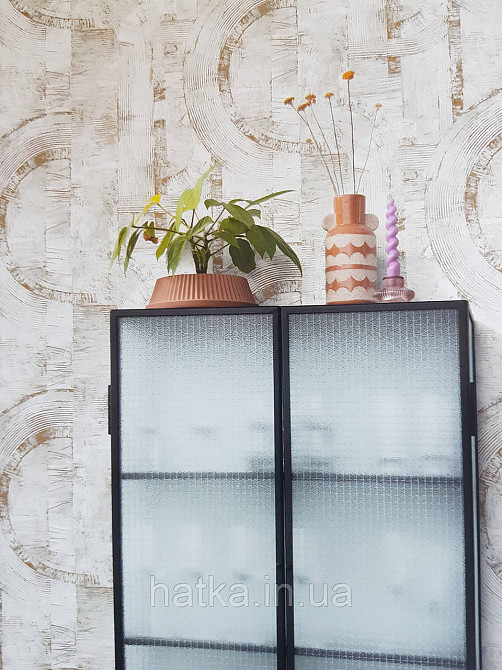 Шпалери метрові вінілові на флізелін Rasch Composition лофт геометрія абстракція напівкола бежевий золото Київ - фото 1