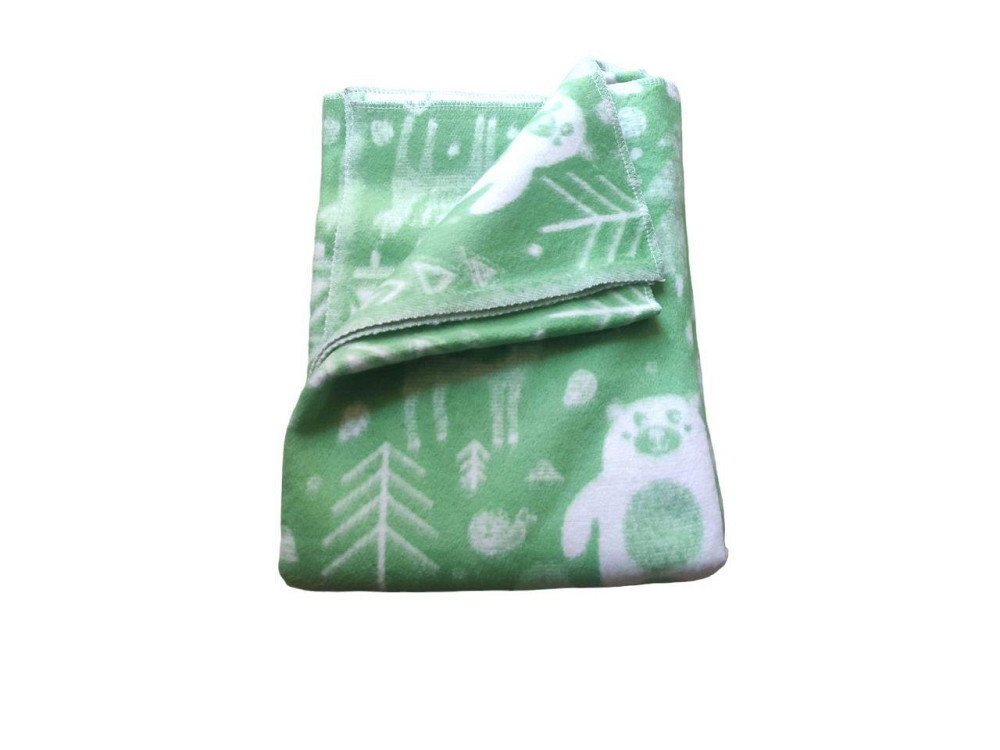 Ковдра дитяча бавовняна 100×140 зелена ведмедики Київ - фото 1