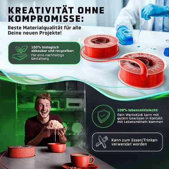 Червоний філамент Vision 3D® PLA 1кг, 1.75мм, для 3D-принтерів, екологічний матеріал, вдалий для мод Київ