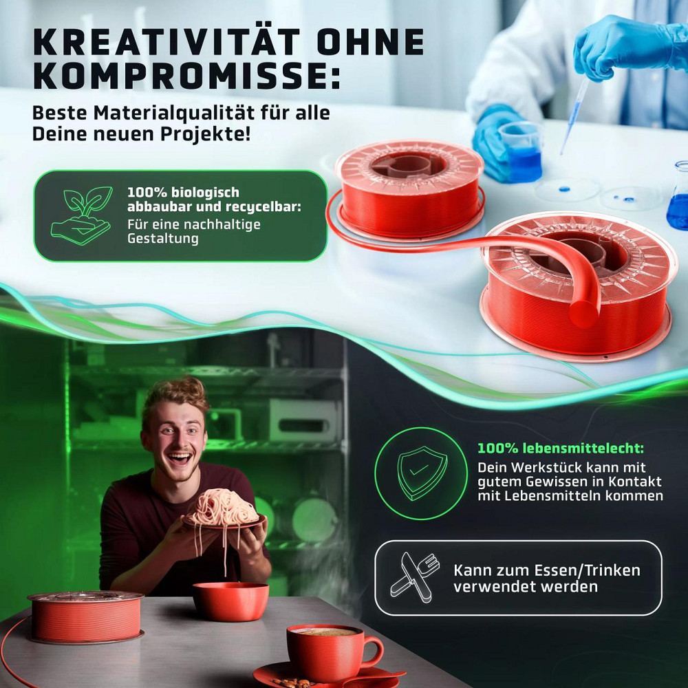 Червоний філамент Vision 3D® PLA 1кг, 1.75мм, для 3D-принтерів, екологічний матеріал, вдалий для моделювання Київ - фото 6